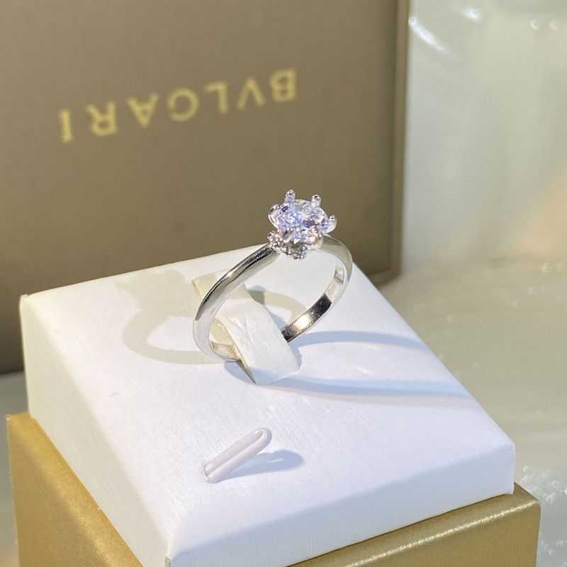 ΝΕΟ Classic Six Claw Flower Στρογγυλό Ολόσωμο Διαμαντένιο Δαχτυλίδι Ζευγάρι Γυναικείο Γεωμετρικό Δώρο για την Ημέρα του Αγίου Βαλεντίνου Κοσμήματα Χονδρικής