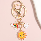 Breloc drăguț emailat, soare, curcubeu, nor, breloc cer, breloc pentru femei, bărbați, accesoriu pentru geantă, bijuterii lucrate manual, cadouri