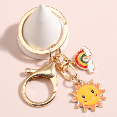 Breloc drăguț emailat, soare, curcubeu, nor, breloc cer, breloc pentru femei, bărbați, accesoriu pentru geantă, bijuterii lucrate manual, cadouri