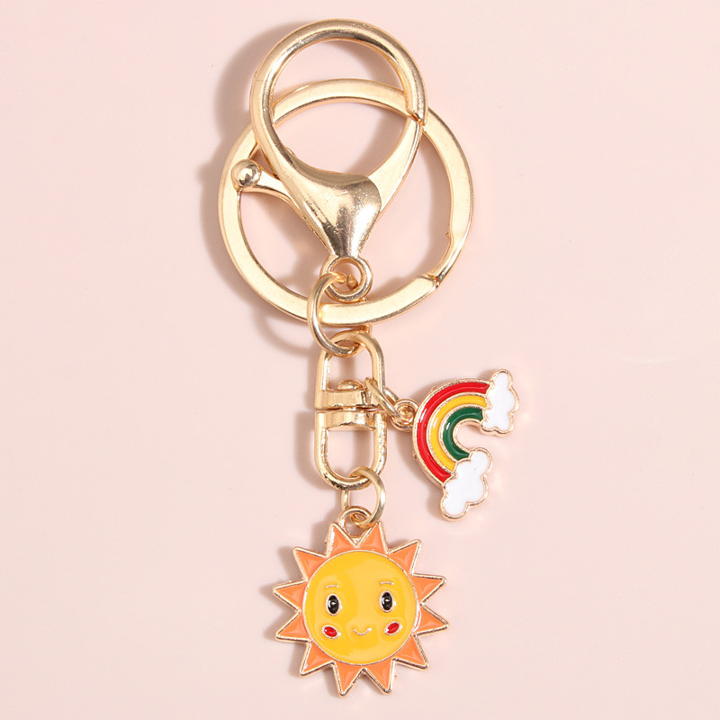 Breloc drăguț emailat, soare, curcubeu, nor, breloc cer, breloc pentru femei, bărbați, accesoriu pentru geantă, bijuterii lucrate manual, cadouri