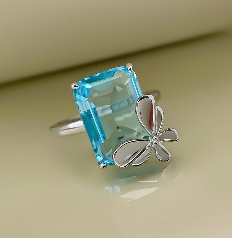 2022 m. NAUJAS Prabangus safyro topazinis lankas, pilnas deimantinis krištolinis poros žiedas princesė bagetė Valentino dienos nuotakos dovanų vakarėliui