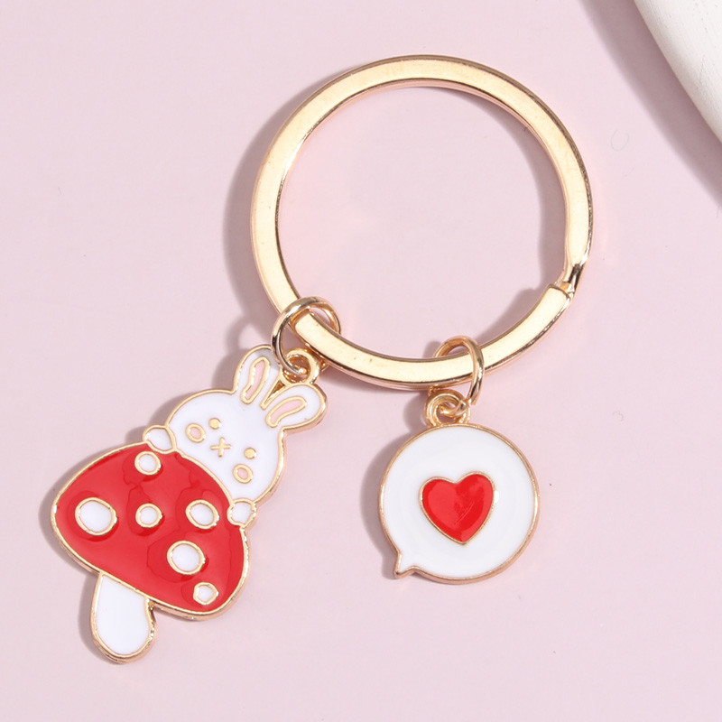 Χαριτωμένο σμάλτο Μπρελόκ Καρδιά Μήνυμα Κουνέλι Μπρελόκ Μανιτάρι Μπρελόκ Ζώου Δώρα Φιλίας για Γυναίκες Κορίτσια Χειροποίητα κοσμήματα
