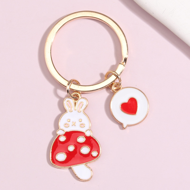 Χαριτωμένο σμάλτο Μπρελόκ Καρδιά Μήνυμα Κουνέλι Μπρελόκ Μανιτάρι Μπρελόκ Ζώου Δώρα Φιλίας για Γυναίκες Κορίτσια Χειροποίητα κοσμήματα