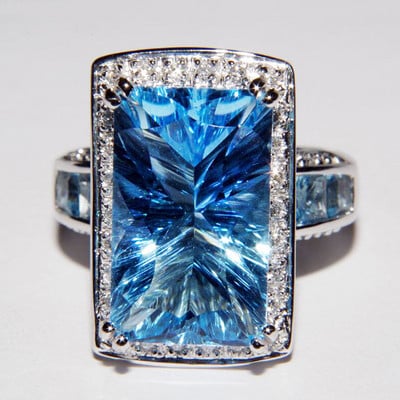 Λεπτό Αγαπημένο Aquamarine Topaz Sapphire Princess Baguette Δαχτυλίδι Ζευγάρι Γυναικείο Γεωμετρικό Πλήρες Διαμαντένιο Επετειακό κόσμημα