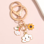 Cartoon Emajl Nebo Privjesak za ključeve Dugin cvijet Oblak Privjesak za ključeve Osmijeh na licu Privjesci za ključeve za prijateljstvo Pokloni za parove DIY ručno izrađeni nakit