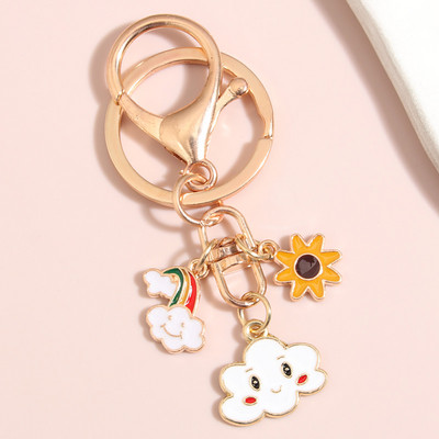 Cartoon Emajl Nebo Privjesak za ključeve Dugin cvijet Oblak Privjesak za ključeve Osmijeh na licu Privjesci za ključeve za prijateljstvo Pokloni za parove DIY ručno izrađeni nakit