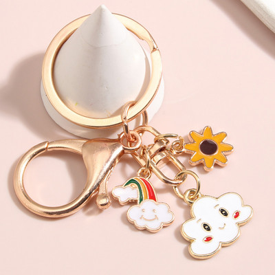 Cartoon Emajl Nebo Privjesak za ključeve Dugin cvijet Oblak Privjesak za ključeve Osmijeh na licu Privjesci za ključeve za prijateljstvo Pokloni za parove DIY ručno izrađeni nakit