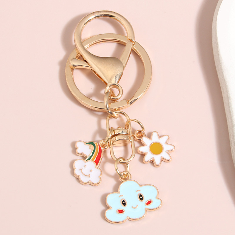Cartoon Emajl Nebo Privjesak za ključeve Dugin cvijet Oblak Privjesak za ključeve Osmijeh na licu Privjesci za ključeve za prijateljstvo Pokloni za parove DIY ručno izrađeni nakit