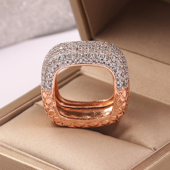 2021 Нови луксозни сребърни S925 пръстени с пълнеж от розово злато за жени Инкрустация с бял циркон Сватбен годеж Обещание за любов Двуцветни бижута