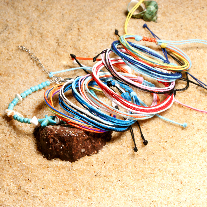 MOON GIRL Φυσική Πέτρα Αστερίας Boho Anklet βραχιόλια για γυναίκες Vintage String καλοκαιρινά βραχιόλια ποδιών Drop Shipping