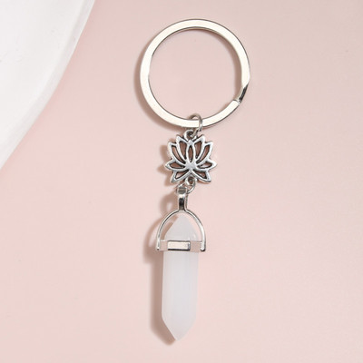 Breloc cu piatră de cuarț natural Steaua Soarelui Floare de Lotus Yoga Breloc Wrap Wrap Breloc de piatră pentru femei bărbați bijuterii lucrate manual DIY