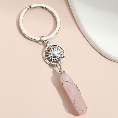 Breloc cu piatră de cuarț natural Steaua Soarelui Floare de Lotus Yoga Breloc Wrap Wrap Breloc de piatră pentru femei bărbați bijuterii lucrate manual DIY