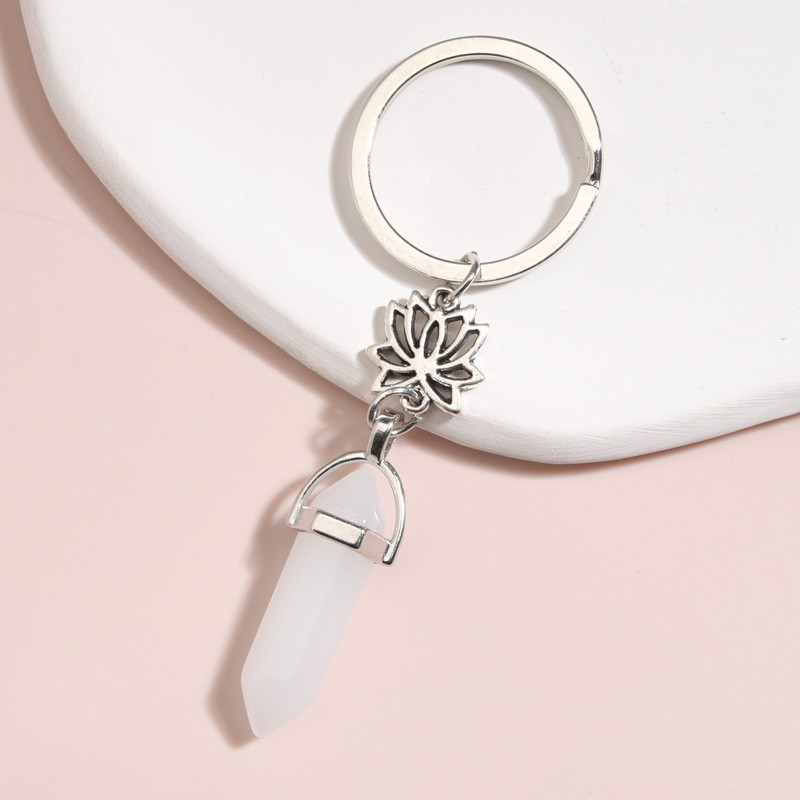 Breloc cu piatră de cuarț natural Steaua Soarelui Floare de Lotus Yoga Breloc Wrap Wrap Breloc de piatră pentru femei bărbați bijuterii lucrate manual DIY