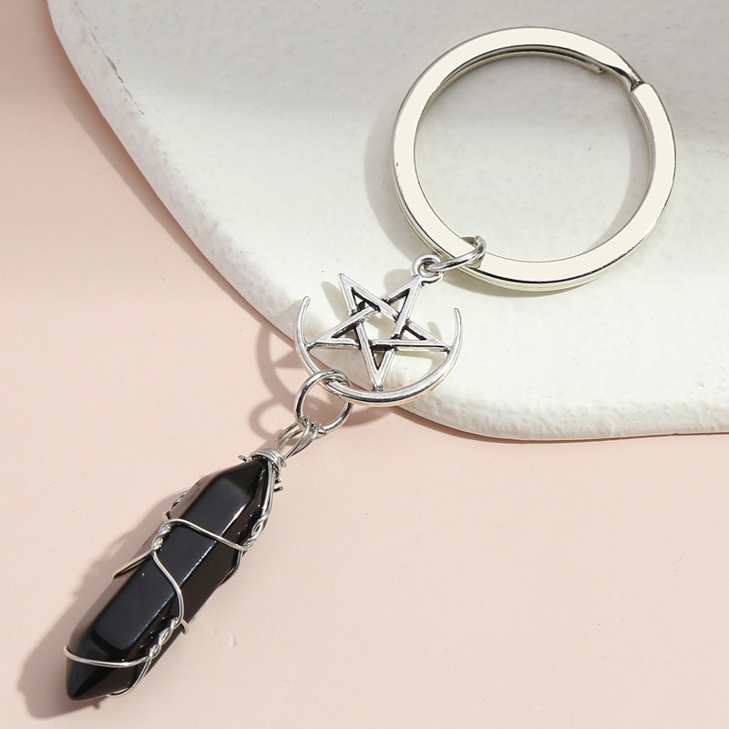 Breloc cu piatră de cuarț natural Steaua Soarelui Floare de Lotus Yoga Breloc Wrap Wrap Breloc de piatră pentru femei bărbați bijuterii lucrate manual DIY