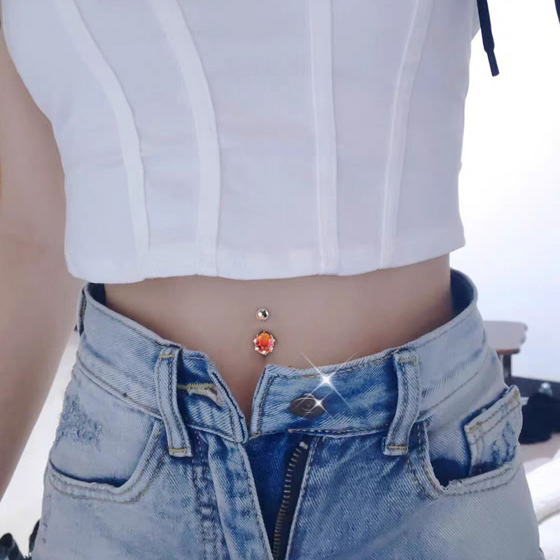 1 τεμ. από ανοξείδωτο ατσάλι Rainbow Zircon Heart αφαλός δαχτυλίδια με κοιλιακό κουμπάκι Piercing Symphony Gem Κοσμήματα για τρύπημα αφαλού