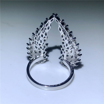 2022 НОВ луксозен пръстен за жени S925 Сребърна маркиза, изрязана бяла, прозрачна кубичен цирконий, вечен регулируем бижу с перо на крило