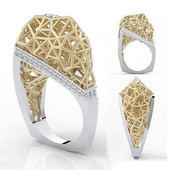 Μοντέρνα κοσμήματα Χρυσή Φωλιά Πουλιών Κούφια Δίκτυα Δαχτυλίδια Πανκ Χρώμα στρας Γαμήλιο συμπόσιο ανδρικό γυναικείο δώρο Z3T397