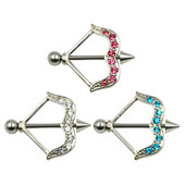 PAR Crystal Cupid Arrow Štitnik za bradavice Piercing Prsten za uteg za bradavice od kirurškog čelika Nakit za tijelo 14 g za lijepu djevojku