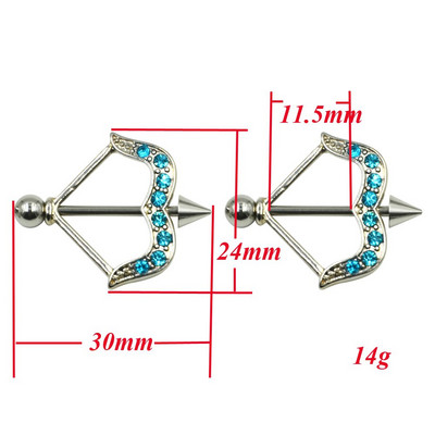 PAR Crystal Cupid Arrow Štitnik za bradavice Piercing Prsten za uteg za bradavice od kirurškog čelika Nakit za tijelo 14 g za lijepu djevojku