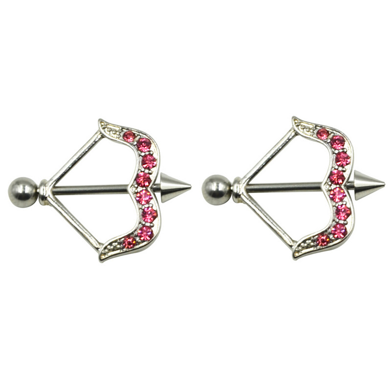 PAR Crystal Cupid Arrow Štitnik za bradavice Piercing Prsten za uteg za bradavice od kirurškog čelika Nakit za tijelo 14 g za lijepu djevojku