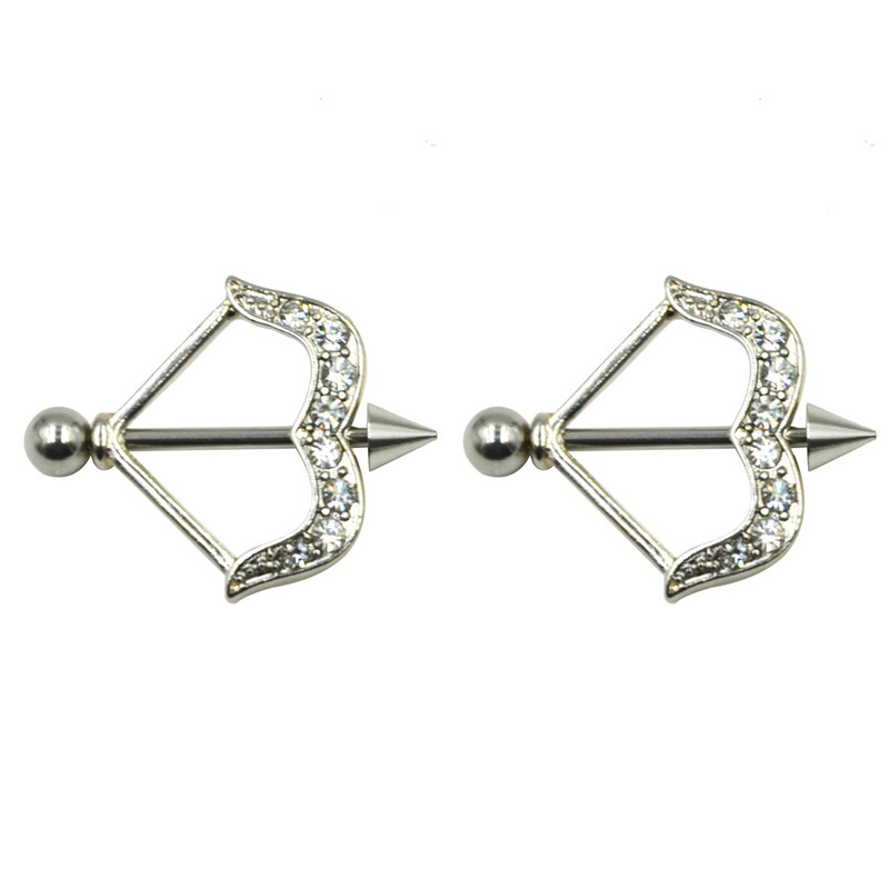 PAR Crystal Cupid Arrow Štitnik za bradavice Piercing Prsten za uteg za bradavice od kirurškog čelika Nakit za tijelo 14 g za lijepu djevojku