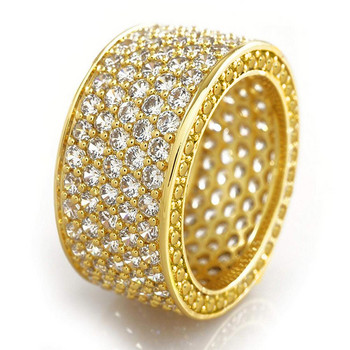 Huitan Луксозни широки обещаващи пръстени за жени Pull Paved CZ Искрящи сватбени ленти Пръстени Сребърен цвят/Златен цвят Модни бижута