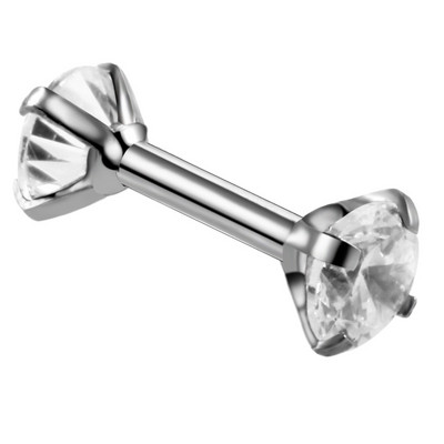 16g 1Pc Zircon Ear Helix Tragus Cartilage Lip Ear Studs Intertally Thread Piercing Straight Bar Lip Belly Ring Piercing Jewelry