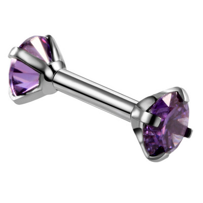 16g 1Pc Zircon Ear Helix Tragus Cartilage Lip Ear Studs Intertally Thread Piercing Straight Bar Lip Belly Ring Piercing Jewelry