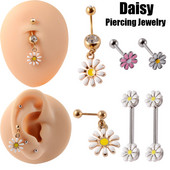 1 buc. Oțel chirurgical 316l Margaretă Limbă Barbell Piercing Inel Punk Limbă Mamelon Buric Inele Piercing Buric Cercei