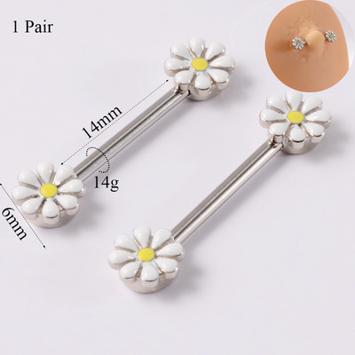 1 buc. Oțel chirurgical 316l Margaretă Limbă Barbell Piercing Inel Punk Limbă Mamelon Buric Inele Piercing Buric Cercei