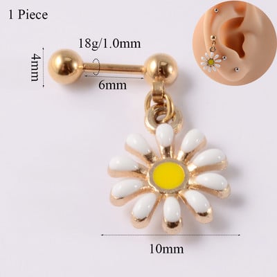 1 buc. Oțel chirurgical 316l Margaretă Limbă Barbell Piercing Inel Punk Limbă Mamelon Buric Inele Piercing Buric Cercei