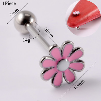 1 buc. Oțel chirurgical 316l Margaretă Limbă Barbell Piercing Inel Punk Limbă Mamelon Buric Inele Piercing Buric Cercei