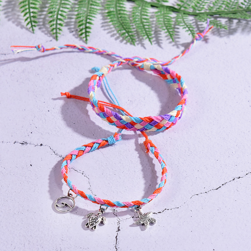 2 τεμάχια/Παρτίδα αδιάβροχα ποδαράκια για γυναίκες Wave Turtle Starfish Beach Barefoot Trendy βραχιόλι στο πόδι Boho Foot Jewelry