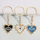 Χαριτωμένο σμάλτο Μπρελόκ Μάτι Πέρλα Μπρελόκ Καρδιά Μπρελόκ Αναμνηστικά Δώρα για Γυναίκες Ανδρικά Κλειδιά Cay DIY Χειροποίητα απλά πανκ κοσμήματα