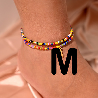 Bohemian Initial Anklet για Γυναικείες Καλοκαιρινές σπόροι από ανοξείδωτο ατσάλι Γράμμα ποδιών Αλυσίδα ποδιών Fashion Beach Jewelry MOON GIRL Design