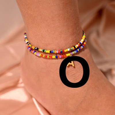 Bohemian Initial Anklet για Γυναικείες Καλοκαιρινές σπόροι από ανοξείδωτο ατσάλι Γράμμα ποδιών Αλυσίδα ποδιών Fashion Beach Jewelry MOON GIRL Design