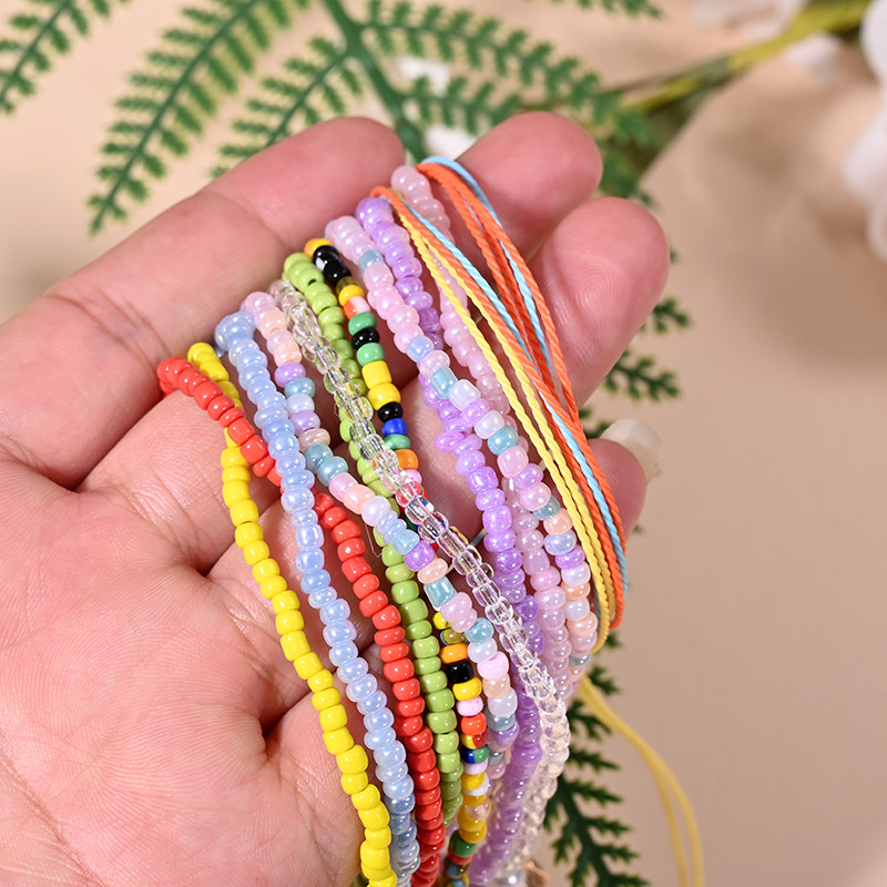 Βραχιόλι αστραγάλου με σχοινί ουράνιο τόξο για γυναικεία μενταγιόν αστερίας με κοχύλι με χάντρες για ποδαράκι με αλυσίδα ποδιών Σετ λουράκι Friendship Κοσμήματα παραλίας