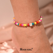 Πολύχρωμο αρχικό βραχιόλι με αστραγάλο στο πόδι για γυναίκες Μόδα ρυθμιζόμενα γυναικεία ποδαράκια κοσμήματα παραλίας με αλυσίδα
