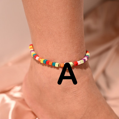 Πολύχρωμο αρχικό βραχιόλι με αστραγάλο στο πόδι για γυναίκες Μόδα ρυθμιζόμενα γυναικεία ποδαράκια κοσμήματα παραλίας με αλυσίδα