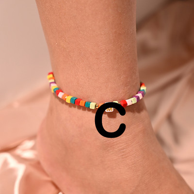 Πολύχρωμο αρχικό βραχιόλι με αστραγάλο στο πόδι για γυναίκες Μόδα ρυθμιζόμενα γυναικεία ποδαράκια κοσμήματα παραλίας με αλυσίδα