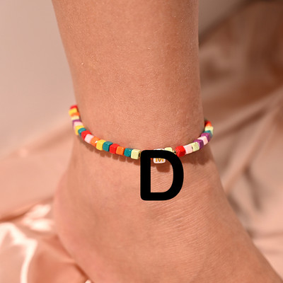 Πολύχρωμο αρχικό βραχιόλι με αστραγάλο στο πόδι για γυναίκες Μόδα ρυθμιζόμενα γυναικεία ποδαράκια κοσμήματα παραλίας με αλυσίδα