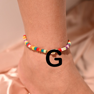 Πολύχρωμο αρχικό βραχιόλι με αστραγάλο στο πόδι για γυναίκες Μόδα ρυθμιζόμενα γυναικεία ποδαράκια κοσμήματα παραλίας με αλυσίδα