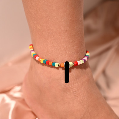 Πολύχρωμο αρχικό βραχιόλι με αστραγάλο στο πόδι για γυναίκες Μόδα ρυθμιζόμενα γυναικεία ποδαράκια κοσμήματα παραλίας με αλυσίδα
