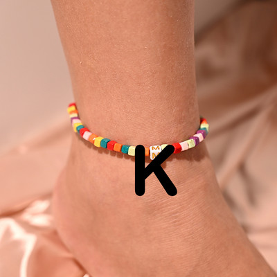 Πολύχρωμο αρχικό βραχιόλι με αστραγάλο στο πόδι για γυναίκες Μόδα ρυθμιζόμενα γυναικεία ποδαράκια κοσμήματα παραλίας με αλυσίδα