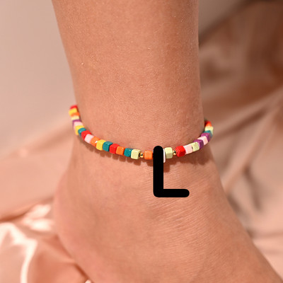 Πολύχρωμο αρχικό βραχιόλι με αστραγάλο στο πόδι για γυναίκες Μόδα ρυθμιζόμενα γυναικεία ποδαράκια κοσμήματα παραλίας με αλυσίδα