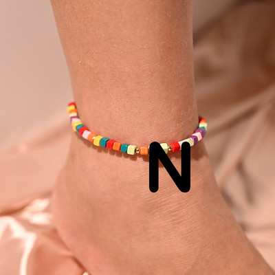 Πολύχρωμο αρχικό βραχιόλι με αστραγάλο στο πόδι για γυναίκες Μόδα ρυθμιζόμενα γυναικεία ποδαράκια κοσμήματα παραλίας με αλυσίδα