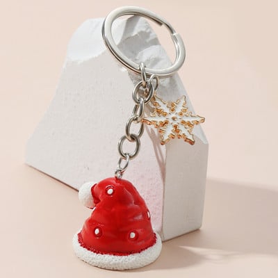 Breloc de Crăciun Pălărie de Moș Crăciun Breloc de copac fulg de nea Breloc drăguț din rășină Cadouri de festival pentru femei bărbați bijuterii lucrate manual