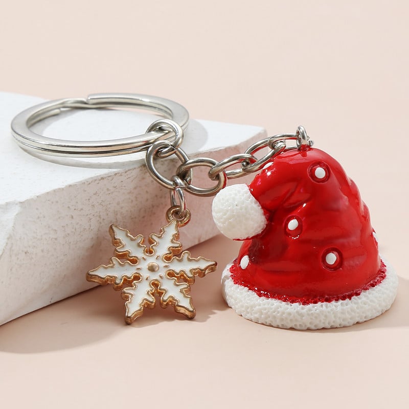 Breloc de Crăciun Pălărie de Moș Crăciun Breloc de copac fulg de nea Breloc drăguț din rășină Cadouri de festival pentru femei bărbați bijuterii lucrate manual