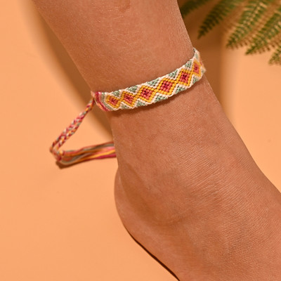 gleznă boemă lucrată manual pentru femei, colorată, modă de vară, lanț pentru picioare, stivuibil, împletit, bijuterii din macrame, design MOON GIRL