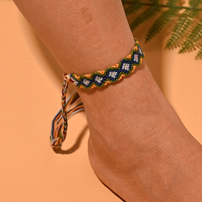 gleznă boemă lucrată manual pentru femei, colorată, modă de vară, lanț pentru picioare, stivuibil, împletit, bijuterii din macrame, design MOON GIRL